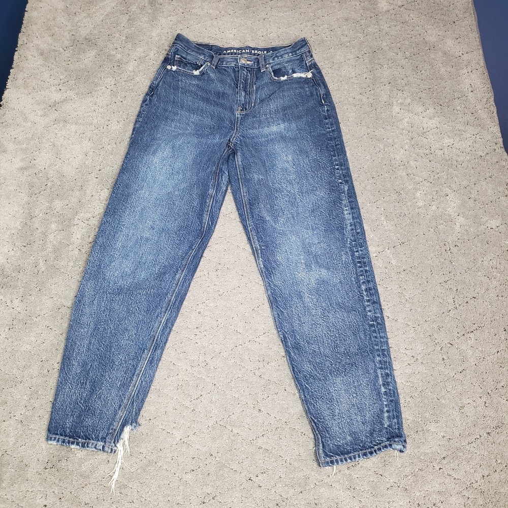 American Eagle‎ Jeans Womens Size 0 Blue Relaxed Mom Denim High Waist Tapered